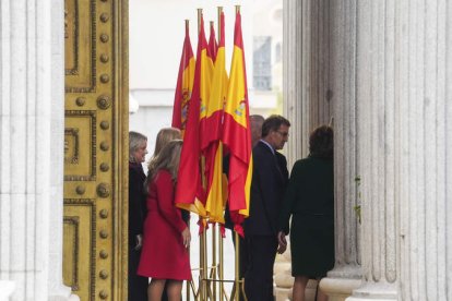 Alberto Núñez Feijóo el viernes en el Congreso el día de Puertas Abiertas. BORJA SÁNCHEZ TRILLO