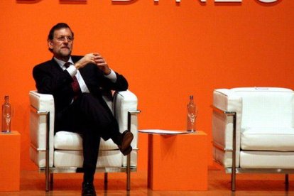 Mariano Rajoy, durante el Congreso Nacional de Directivos de la Asociación para el Progreso de la Dirección, este martes, en Valencia.