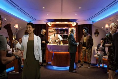 La sala VIP del A380 de Emirates.