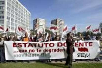 Un momento de la manifestación de los profesores del STE