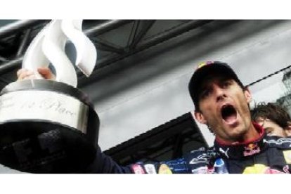Webber celebra su victoria en la carrera de hoy