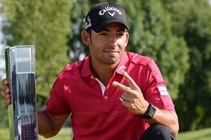 El golfista barcelonés Pablo Larrazábal, durante la última jornada del Abierto Internacional BMW, en Múnich.