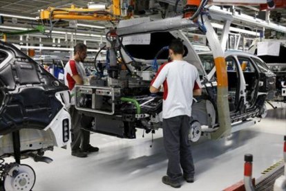 Cadena de montaje de coches de Seat en Martorell.