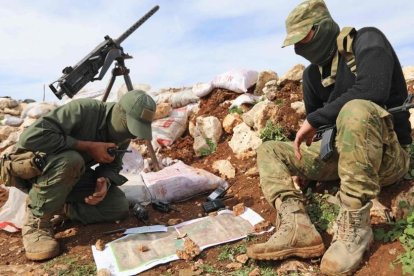 Milicianos del Ejército Libre Sirio, aliado de Turquía, cerca de Salwah, en Afrín.