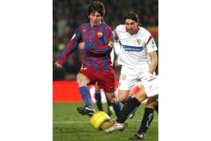 Messi, durante el partido entre el Barcelona y el Sevilla el año pasado