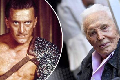 Kirk Douglas en su película más famosa, ‘Espartaco’, y en una de sus últimas apariciones en público.