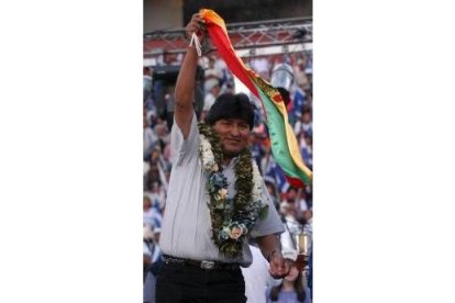 Evo Morales durante la celebración de un mitin en Bolivia