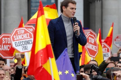 El líder de Ciudadanos, Albert Rivera, en la concentración de Madrid.