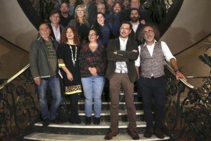 José Ángel Hevia, nuevo presidente de la SGAE, con su equipo directivo, el 12 de noviembre.