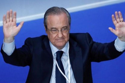 El presidente del Real Madrid, Florentino Pérez, en la asamblea de este domingo.