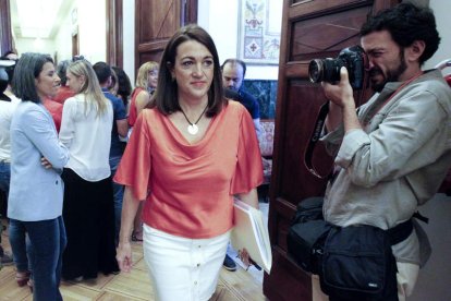 La portavoz del PSOE en el Congreso, Soraya Rodríguez, ayer, en la Cámara baja.