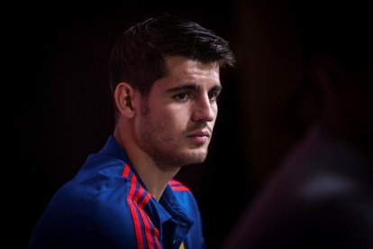 El delantero de la selección española Álvaro Morata en rueda de prensa este martes.