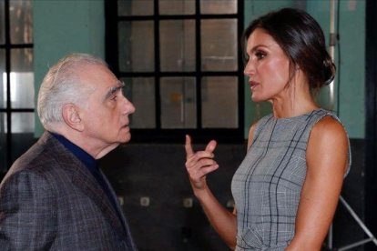 Letizia con Martin Scorsese, hoy en Oviedo.