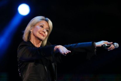 Olivia Newton-John, durante una actuación en el Festival Viña del Mar de Chile, el pasado febrero.