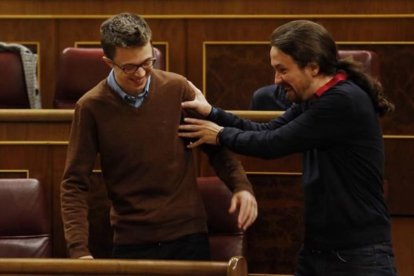 Iglesias y Errejón en el Congreso.