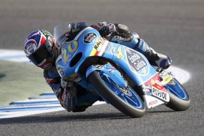 El piloto francés Fabio Quartararo, de Moto3, en llos primeros entrenamientos libres del GP de España de Moto3.