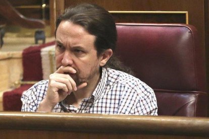 Pablo Iglesias, en la última jornada de la investidura.