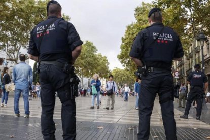 Vigilancia de los Mossos de Esquadra en las Ramblas.