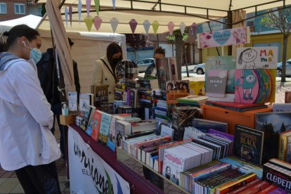 Varios visitantes observan los libros de una de las librerías participantes en la feria. MEDINA