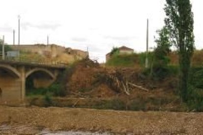 Esta semana se han talado los chopos de una de las orillas para construir el nuevo puente