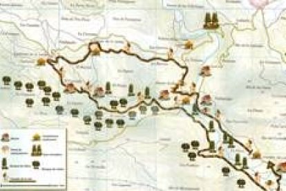 Esquema del itinerario de la ruta sacada del folleto editado por la asociación Cuatro Valles