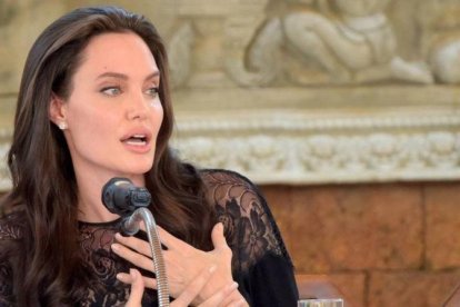 Angelina Jolie, en una rueda de prensa para presentar su película.