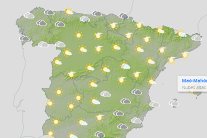 Predicción del tiempo para este martes. AEMET