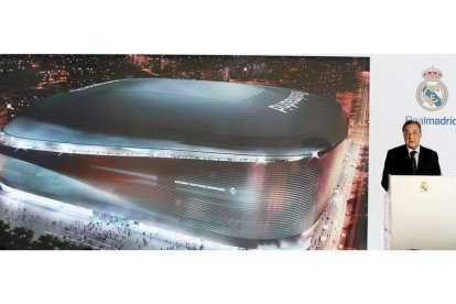 Florentino Pérez durante la presentación del proyecto para la remodelación del Bernabéu.