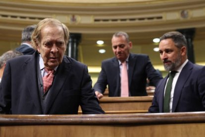 Tamames y Santiago Abascal, en el Congreso. KIKO HUESCA