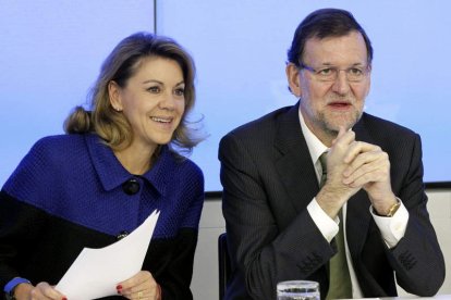 Cospedal y Rajoy, al inicio de la reunión del Comité Ejecutivo Nacional del partido.