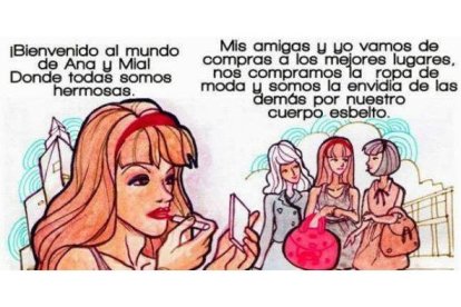 Una de las páginas pro-Mia y pro-Ana que inculcan a las jóvenes cómo adelgazar.