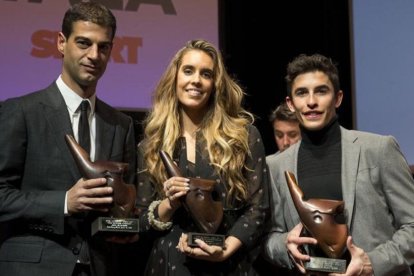 Gerard López, Ona Carbonell y Marc Márquez, los premiados.