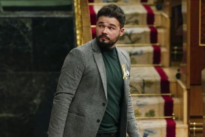 Gabriel Rufián, portavoz de ERC, este martes en el Congreso.