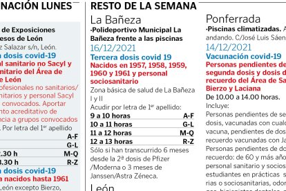 calendario semanal de vacunaciones