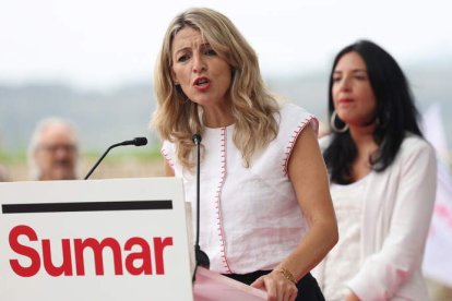 Yolanda Díaz en acto de Pamplona. VILLAR LÓPEZ