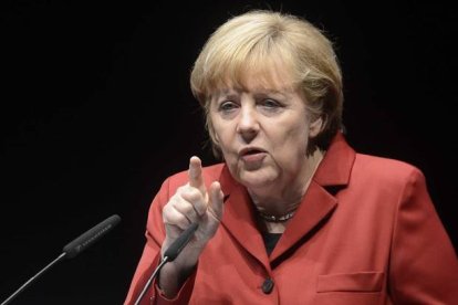 Angela Merkel, en un acto electoral .