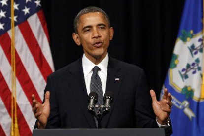 Obama, durante el discurso en memoria a las víctimas de Connecticut.