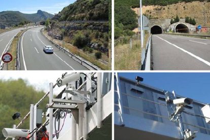 <br />Arriba, el túnel en el que se sitúa el radar de tramo. Debajo, imágenes de detalle de las cámaras de visión infrarroja con que está equipado el radar.