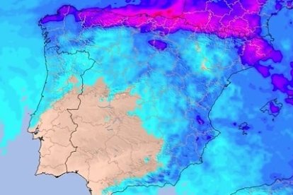 Previsión para el próximo viernes a las seis de la tarde. El rosa repesenta la precipitación acumulada. METEORED