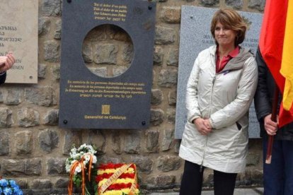 Dolores Delgaado en Mauthausen, este domingo.