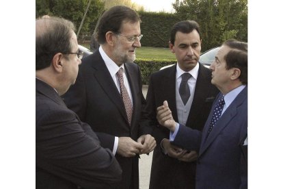 Herrera, Rajoy, Maíllo y Lucas, ayer en Zamora.