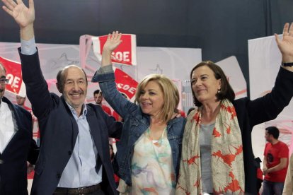 Rubalcaba, Valenciano y Ayala en Zaragoza.