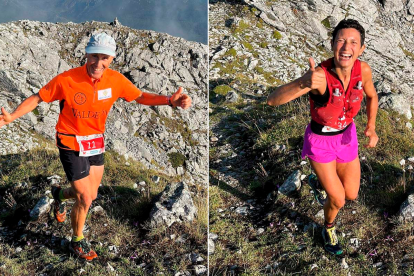 Salvador Calvo en un momento de la carrera (izquierda), y la ganadora Estelita Santín (derecha). DL