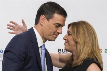 El secretario general del PSOE, Pedro Sánchez, y la presidenta de la Junta de Andalucía, Susana Díaz.