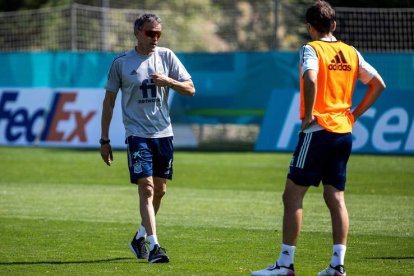 Luis Enrique en un entrenamiento de la selección en la concentración de Las Rozas. PABLO GARCÍA/RFEF