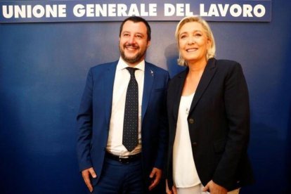 Matteo Salvini y Marine Le Pen en Roma.