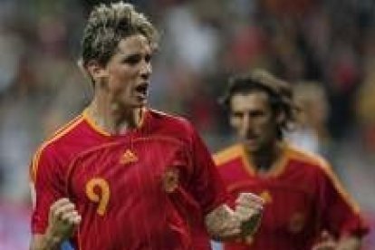 Torres celebra su gol ante Letonia logrado en los minutos finales