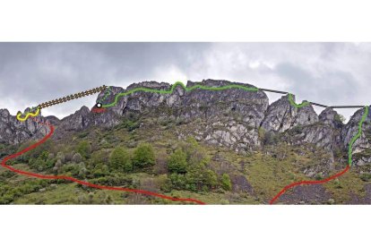 Simulación de cómo quedará el recorrido de la vía ferrata en el valle de Sabero, que requerirá al menos tres horas para completar el trazado. DL