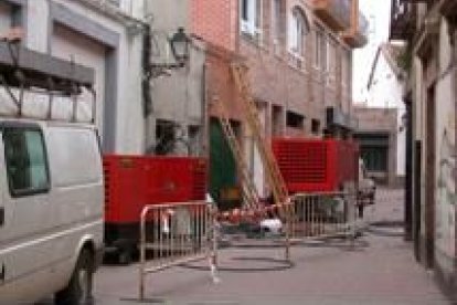 Obras de reforma del centro de transformación de electricidad de Iberdrola en la calle Maravillas