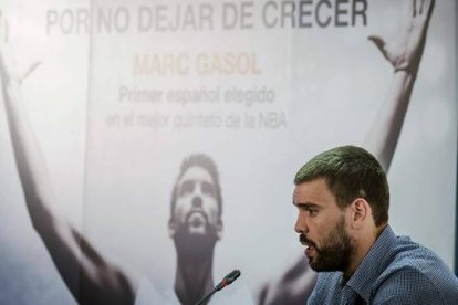 Marc Gasol, en su aparición ante los medios en Madrid